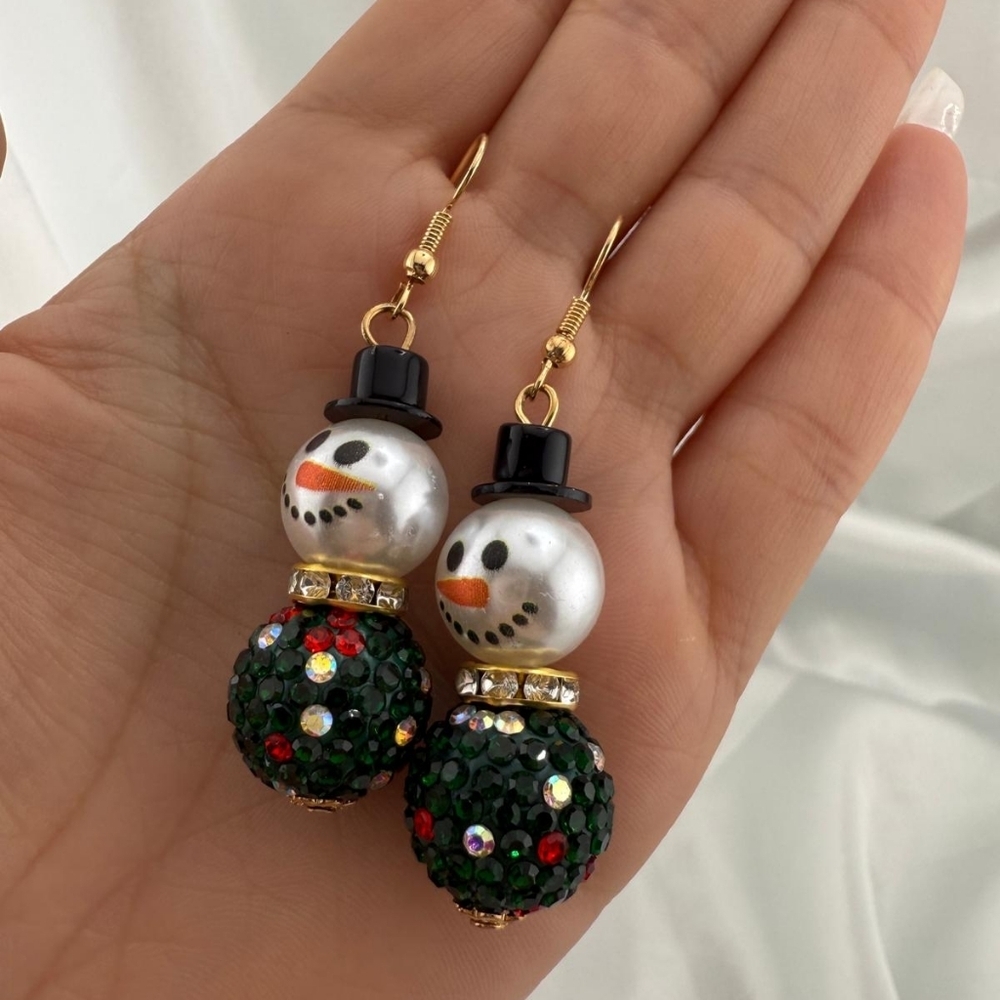 Betsey Johnson Festive Snowman Earrings with Gold Accents